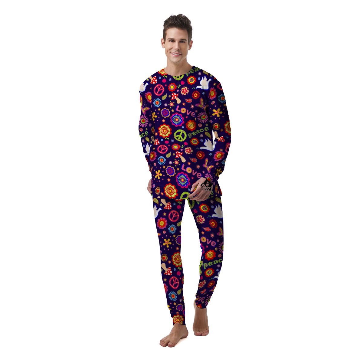 Hippie Floral Men's Pajamas-grizzshop