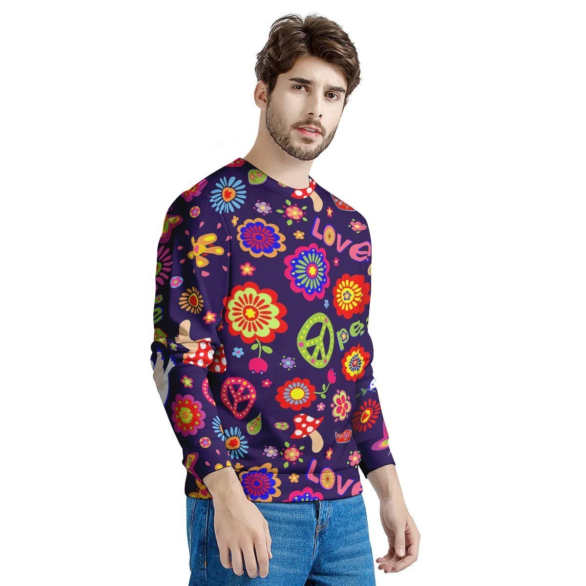 Hippie Floral Men's Sweatshirt-grizzshop