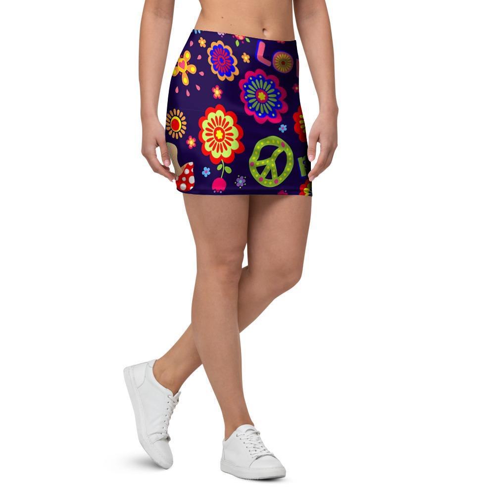 Hippie Floral Mini Skirt-grizzshop