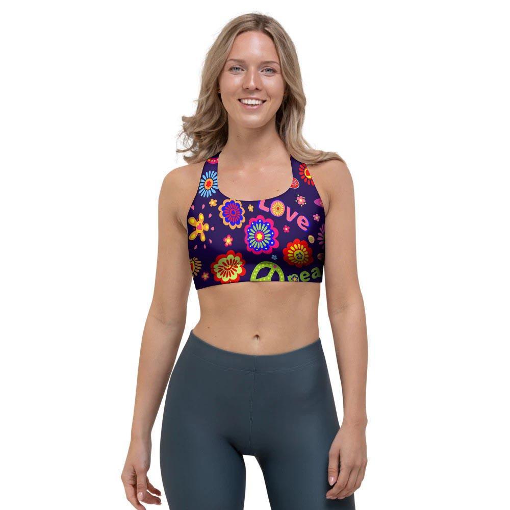 Hippie Floral Sports Bra-grizzshop