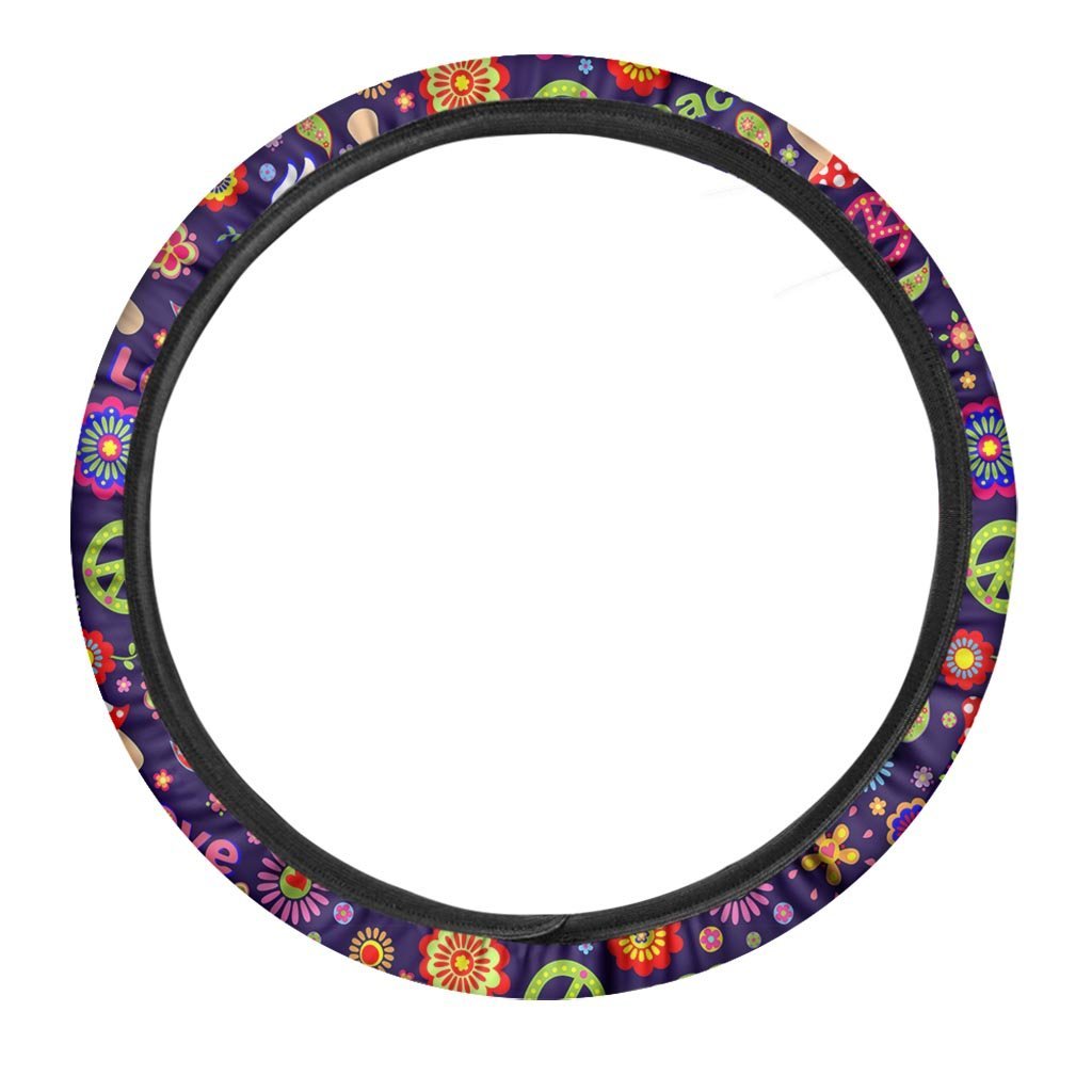 Hippie Floral Steering Wheel Cover-grizzshop