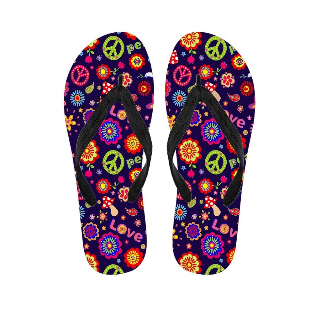 Hippie Floral Women's Flip Flops-grizzshop