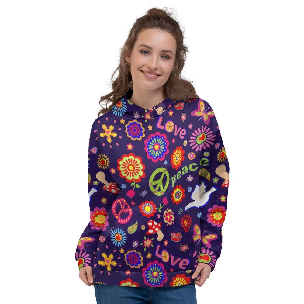 Hippie Floral Women's Hoodie-grizzshop