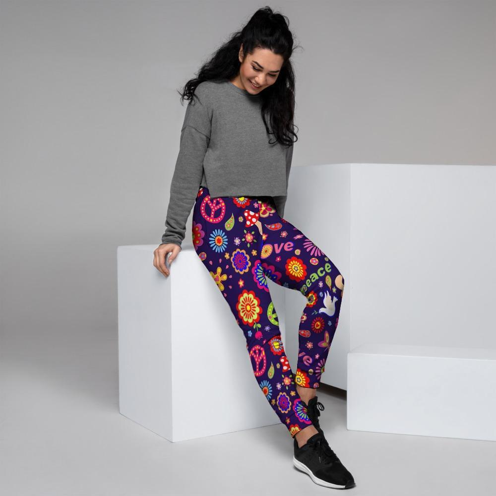 Hippie Floral Women's Joggers-grizzshop