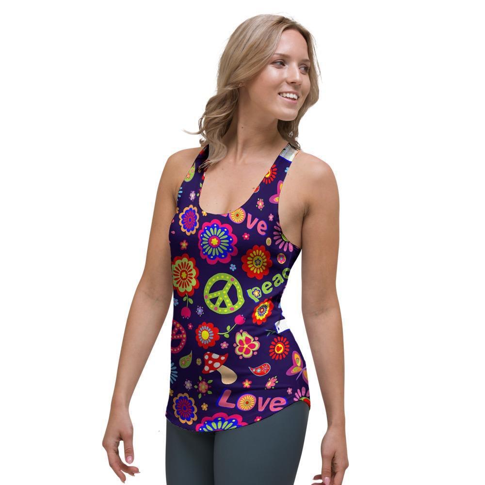 Hippie Floral Women's Racerback Tank Top-grizzshop