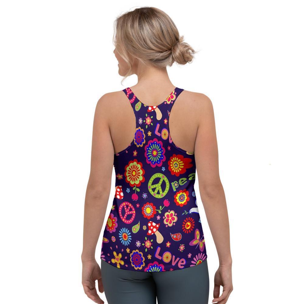 Hippie Floral Women's Racerback Tank Top-grizzshop