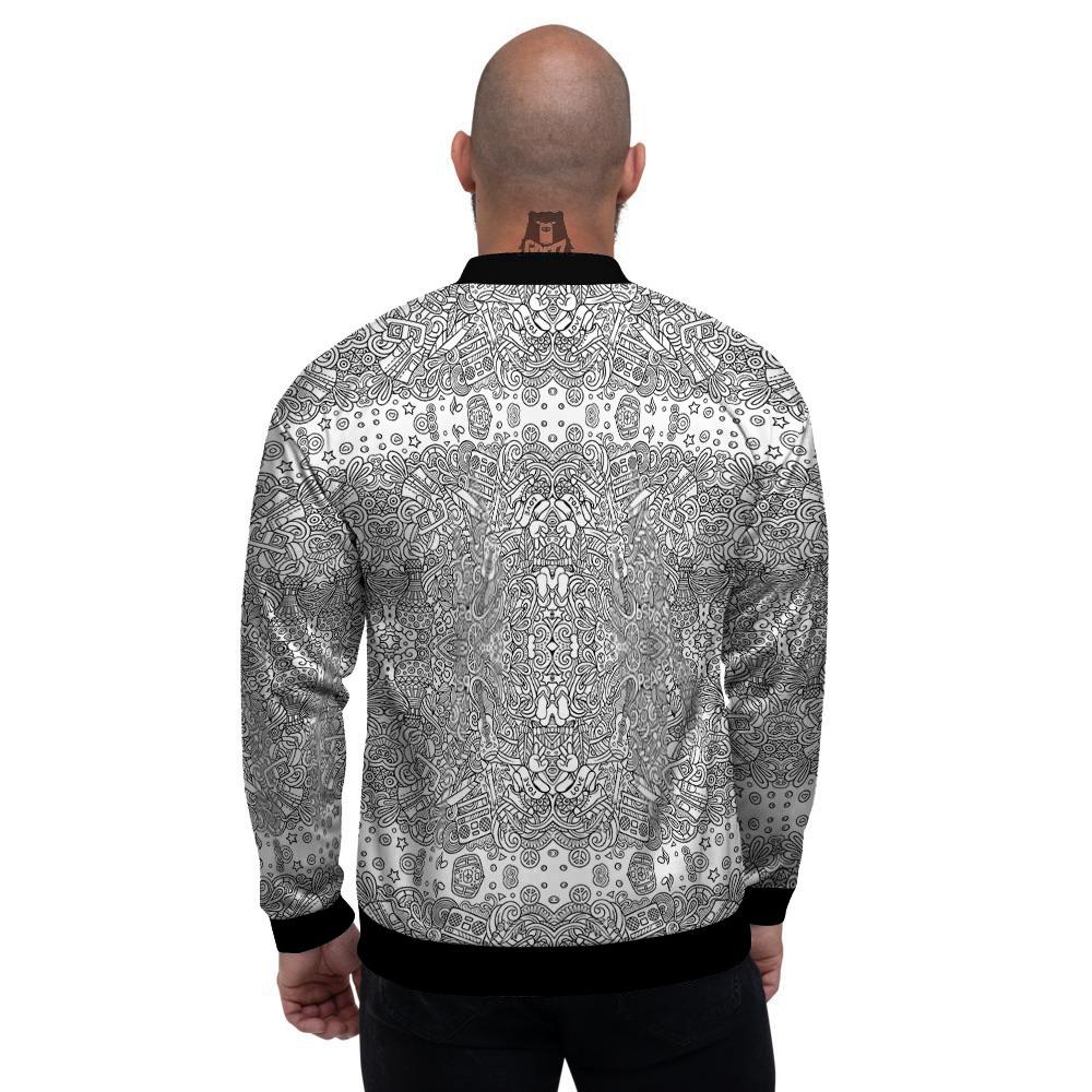 Hippie Graffiti Monochrome Print Pattern Men's Bomber Jacket-grizzshop