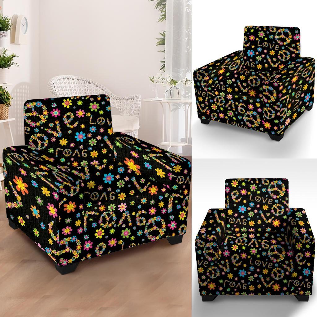 Hippie Love Floral Armchair Cover-grizzshop