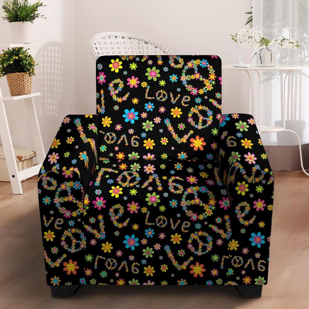 Hippie Love Floral Armchair Cover-grizzshop