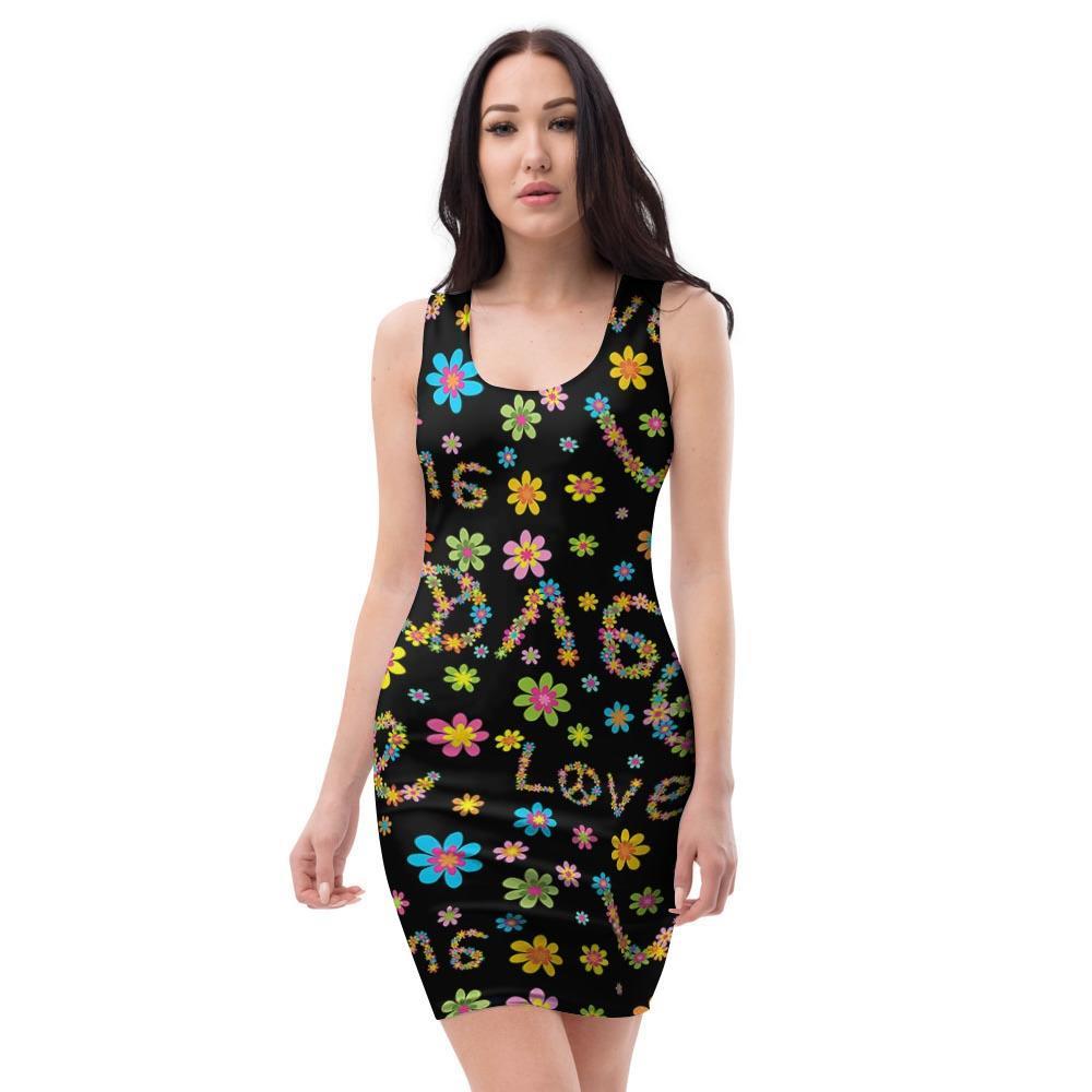 Hippie Love Floral Bodycon Dress-grizzshop