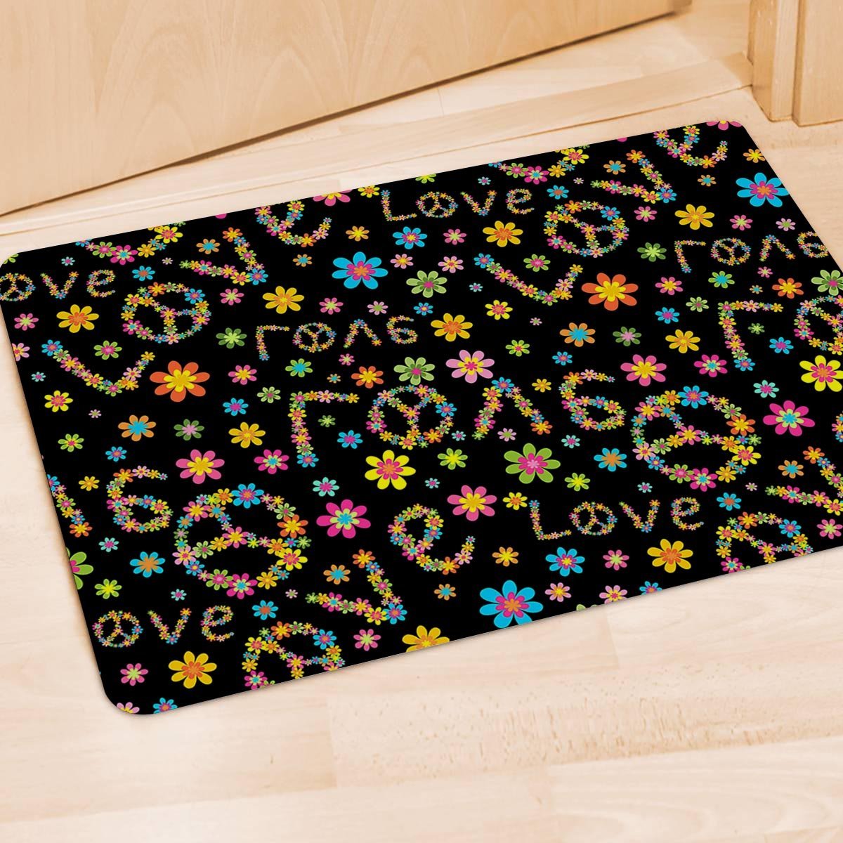 Hippie Love Floral Door Mat-grizzshop