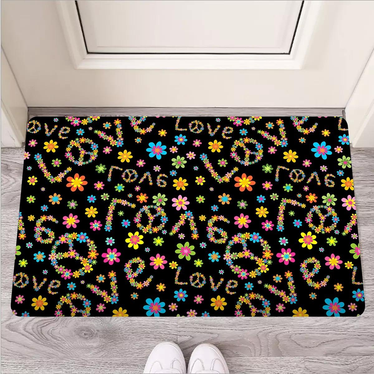 Hippie Love Floral Door Mat-grizzshop