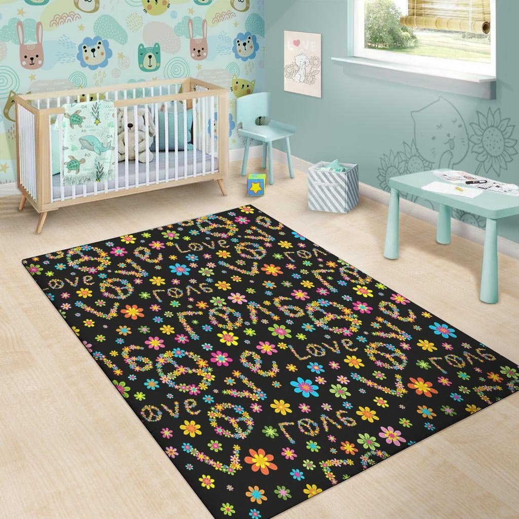 Hippie Love Floral Floor Mat-grizzshop