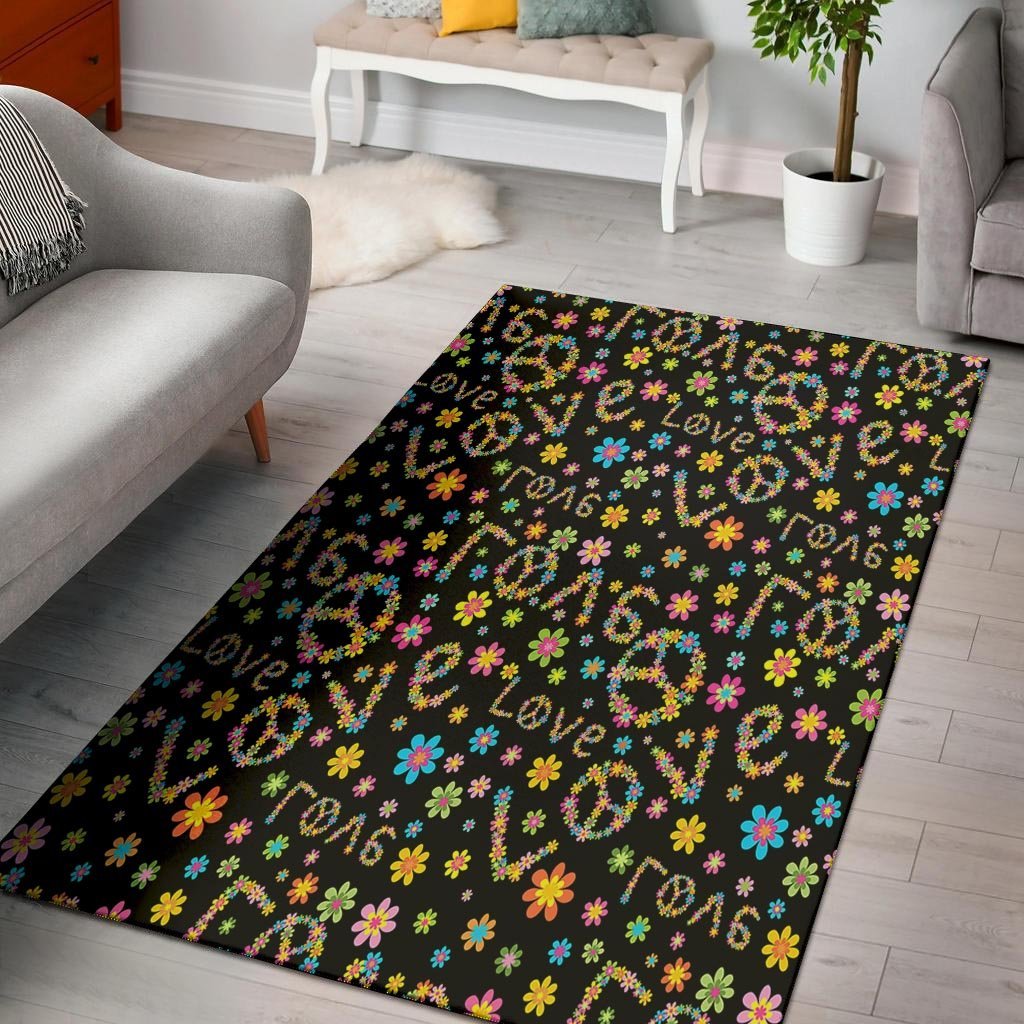 Hippie Love Floral Floor Mat-grizzshop