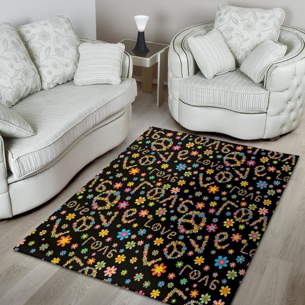 Hippie Love Floral Floor Mat-grizzshop