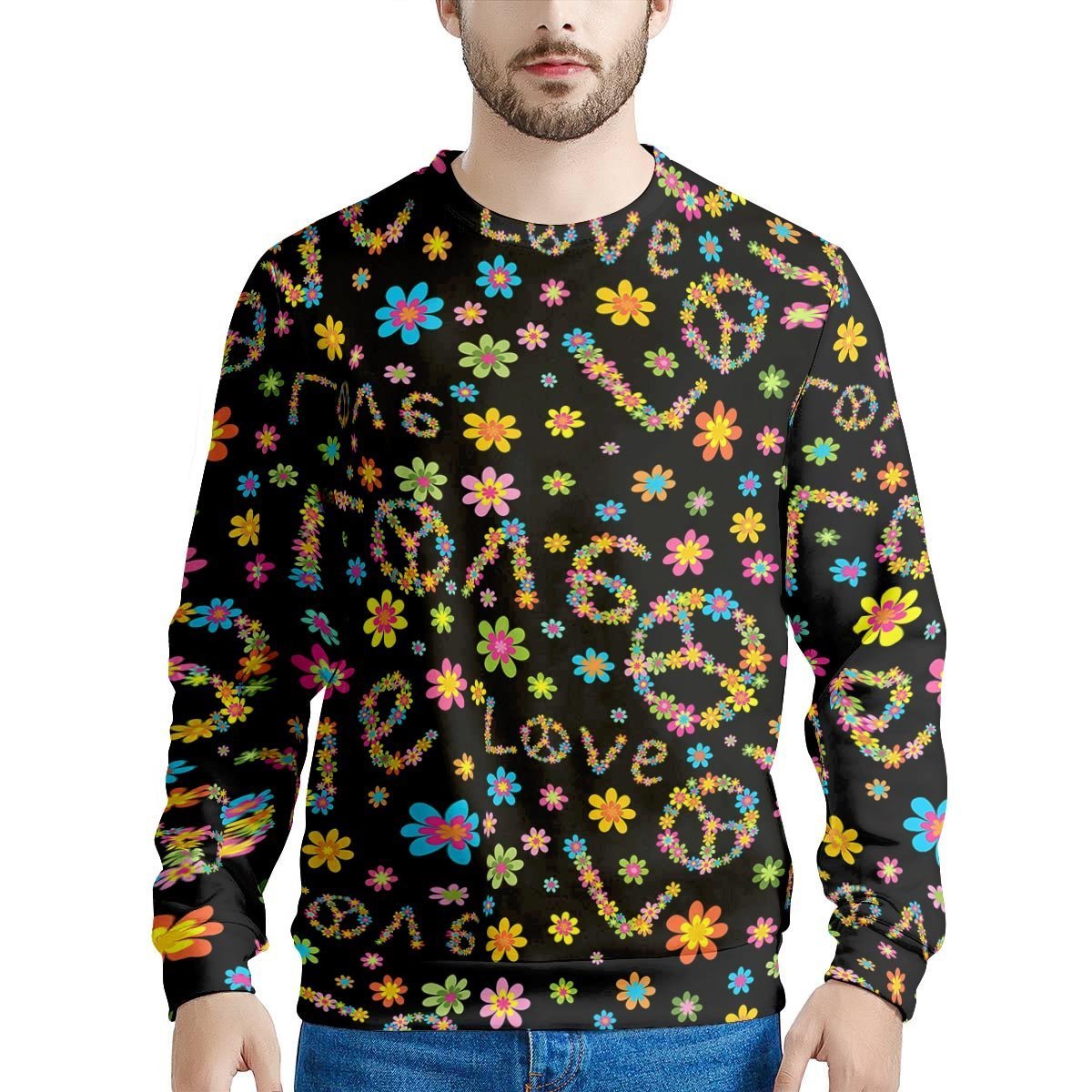 Hippie Love Floral Men's Sweatshirt-grizzshop