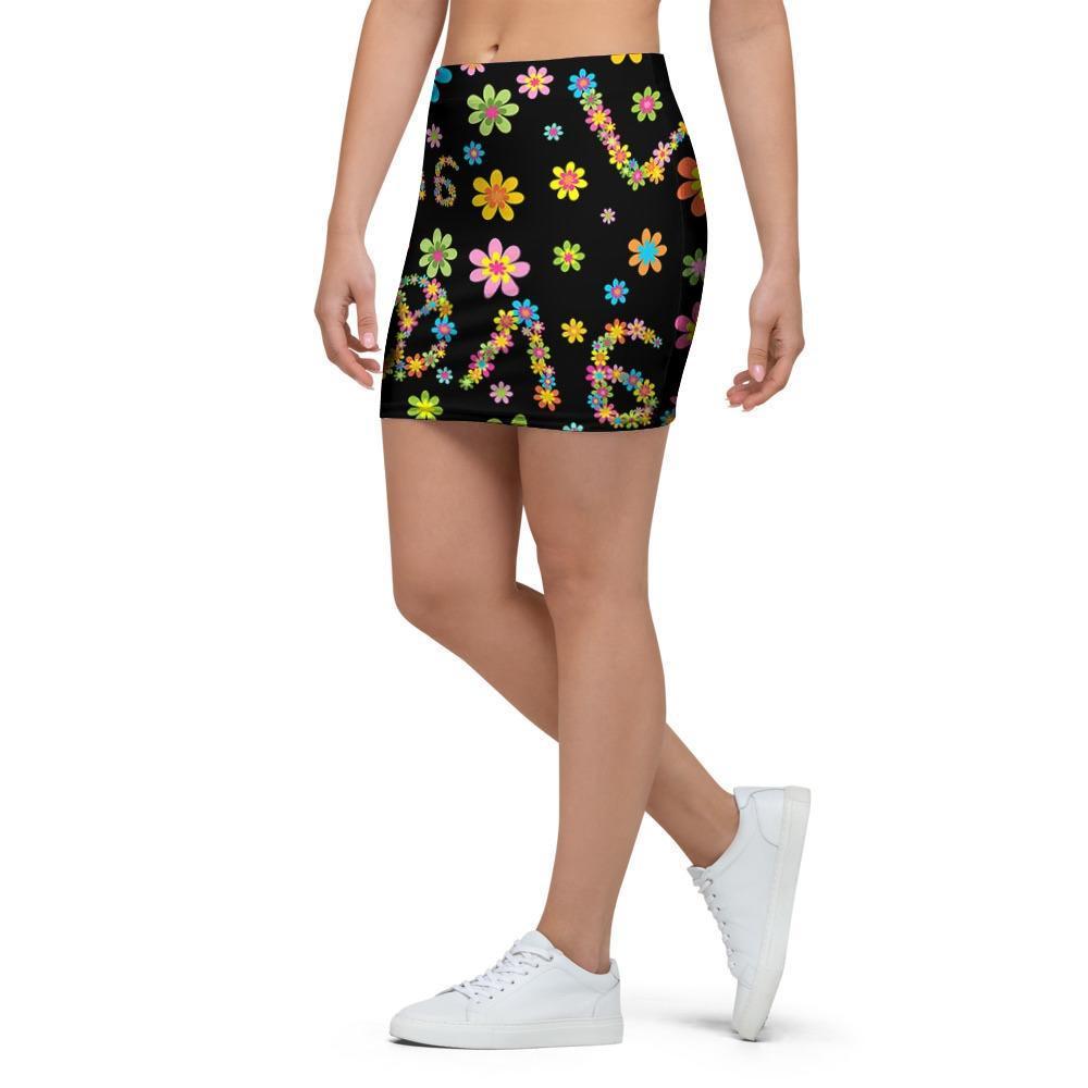 Hippie Love Floral Mini Skirt-grizzshop