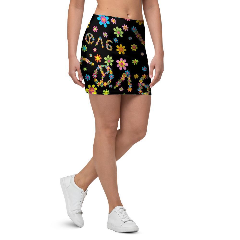 Hippie Love Floral Mini Skirt-grizzshop