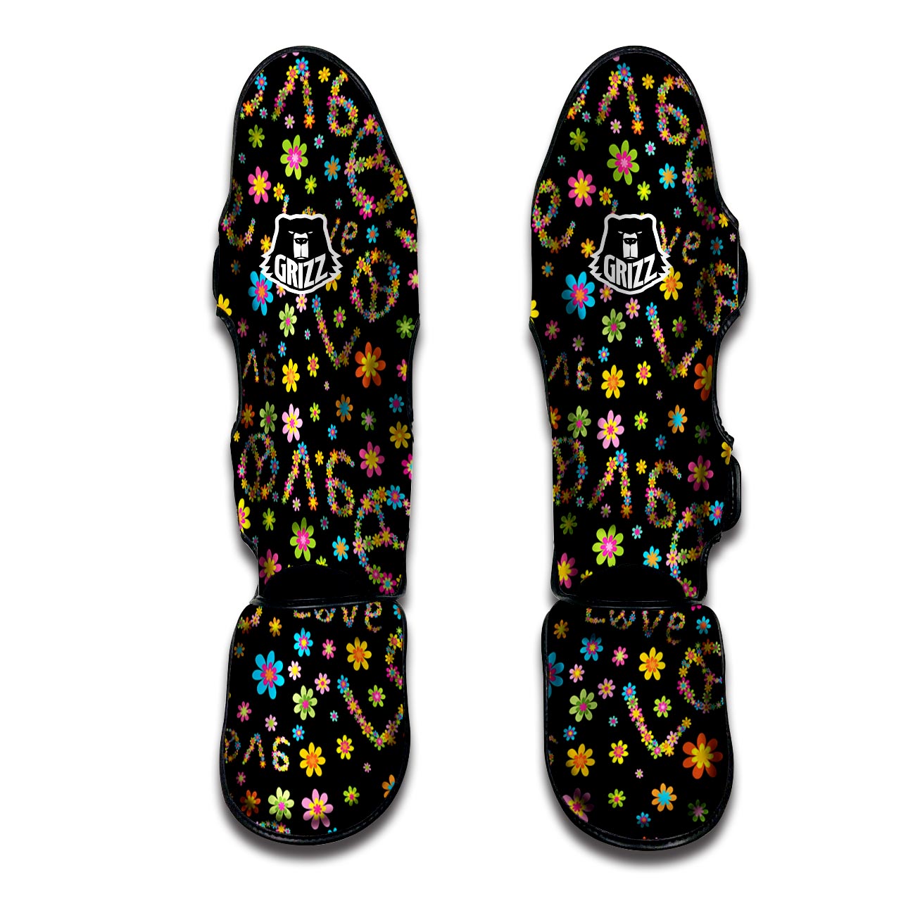 Hippie Love Floral Muay Thai Shin Guard-grizzshop