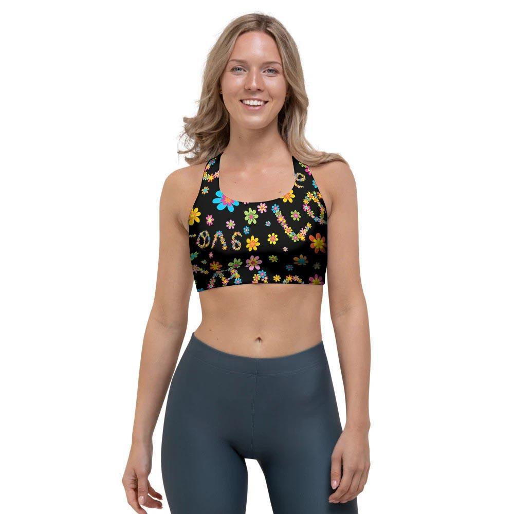 Hippie Love Floral Sports Bra-grizzshop