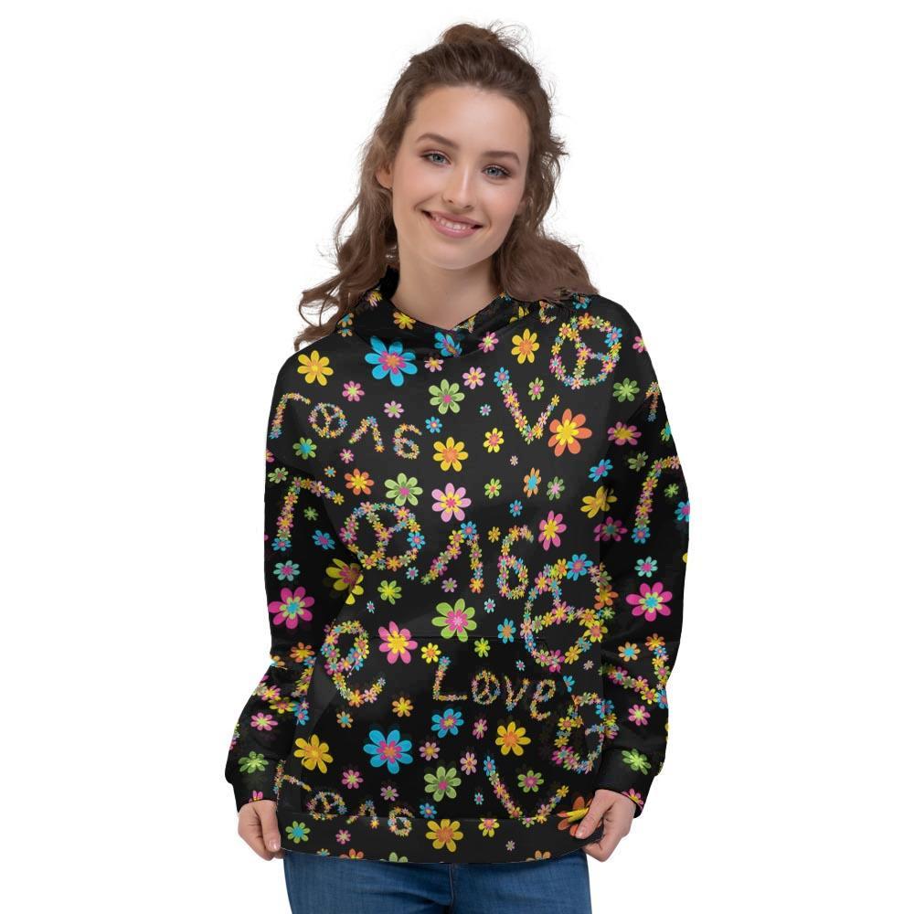 Hippie Love Floral Women's Hoodie-grizzshop