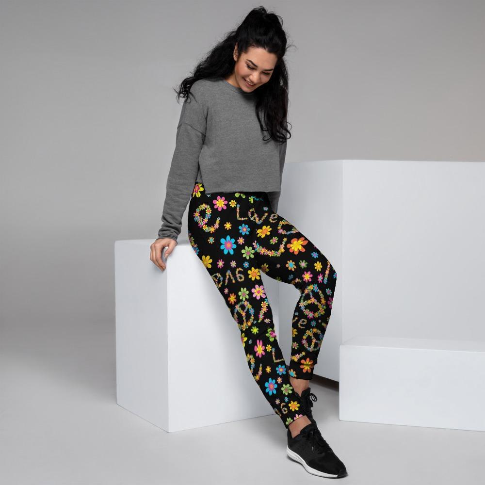 Hippie Love Floral Women's Joggers-grizzshop