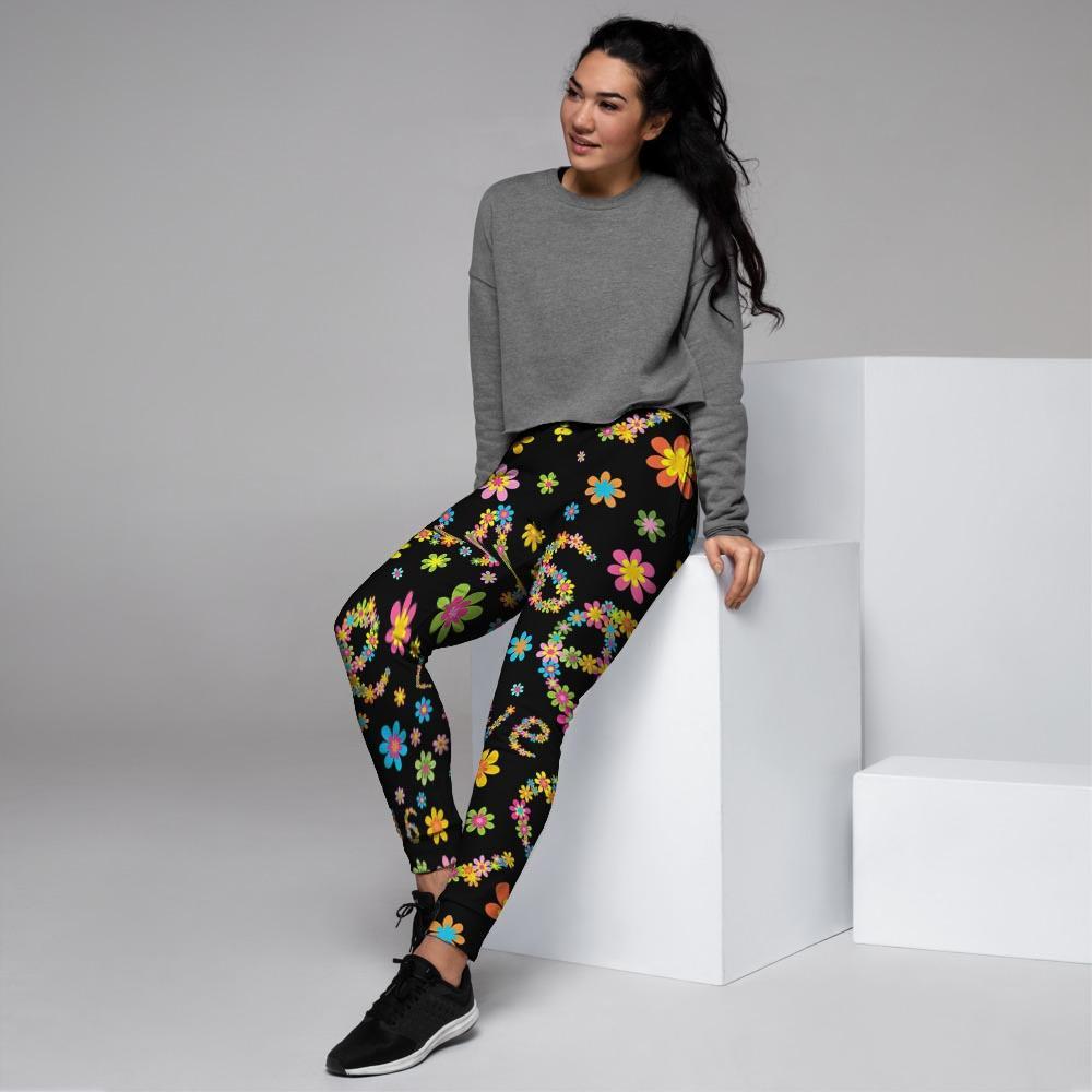 Hippie Love Floral Women's Joggers-grizzshop