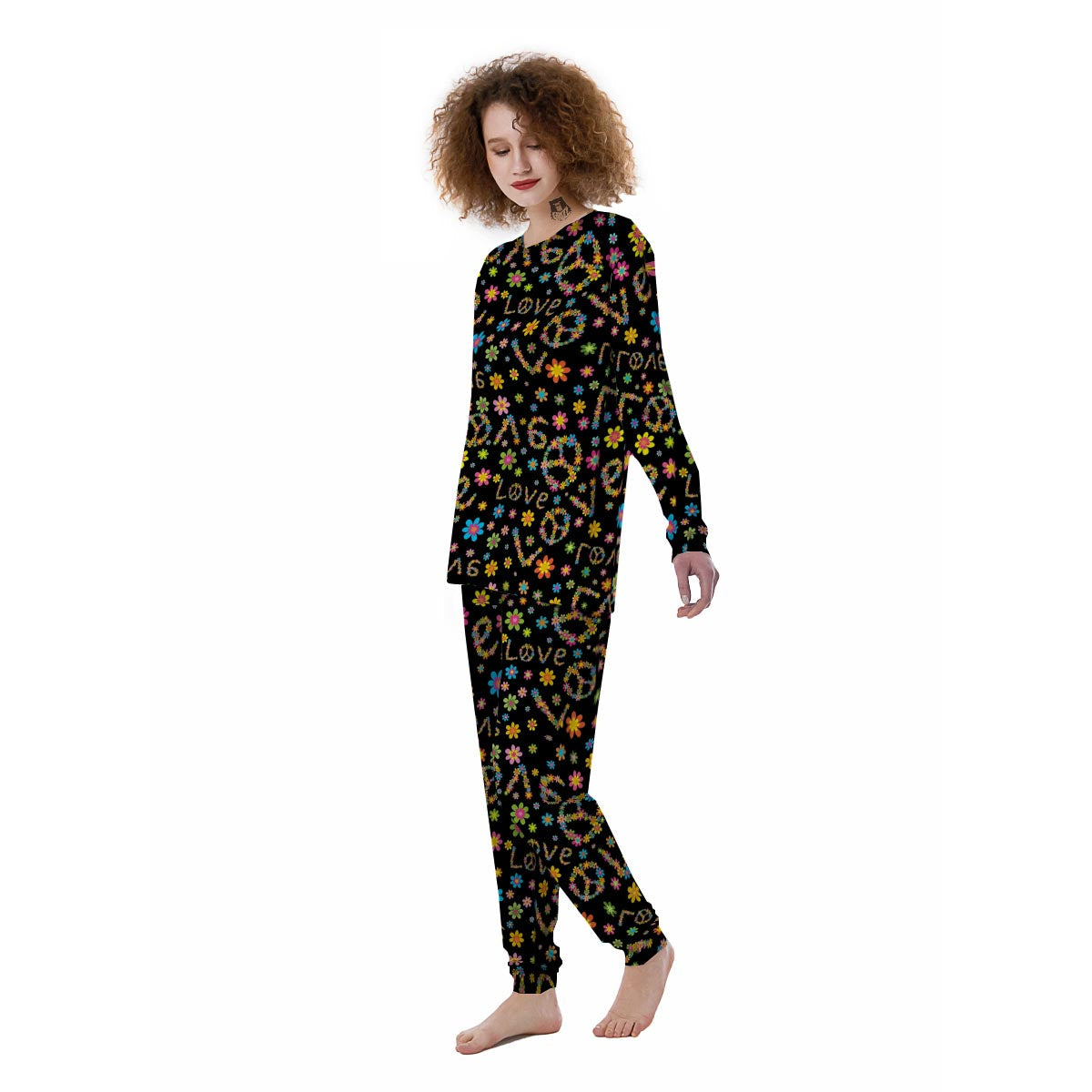 Hippie Love Floral Women's Pajamas-grizzshop