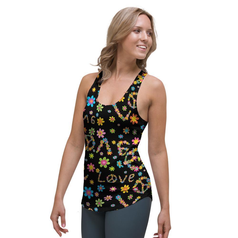 Hippie Love Floral Women's Racerback Tank Top-grizzshop