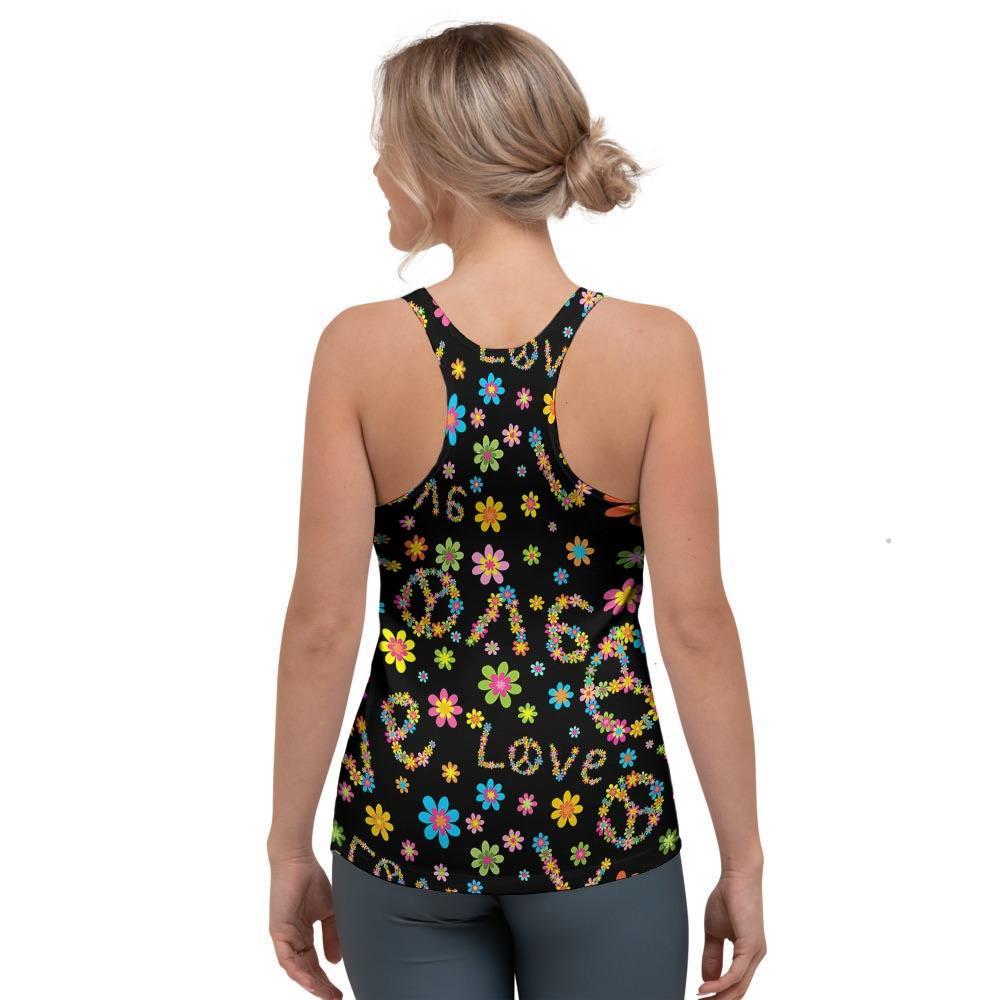 Hippie Love Floral Women's Racerback Tank Top-grizzshop