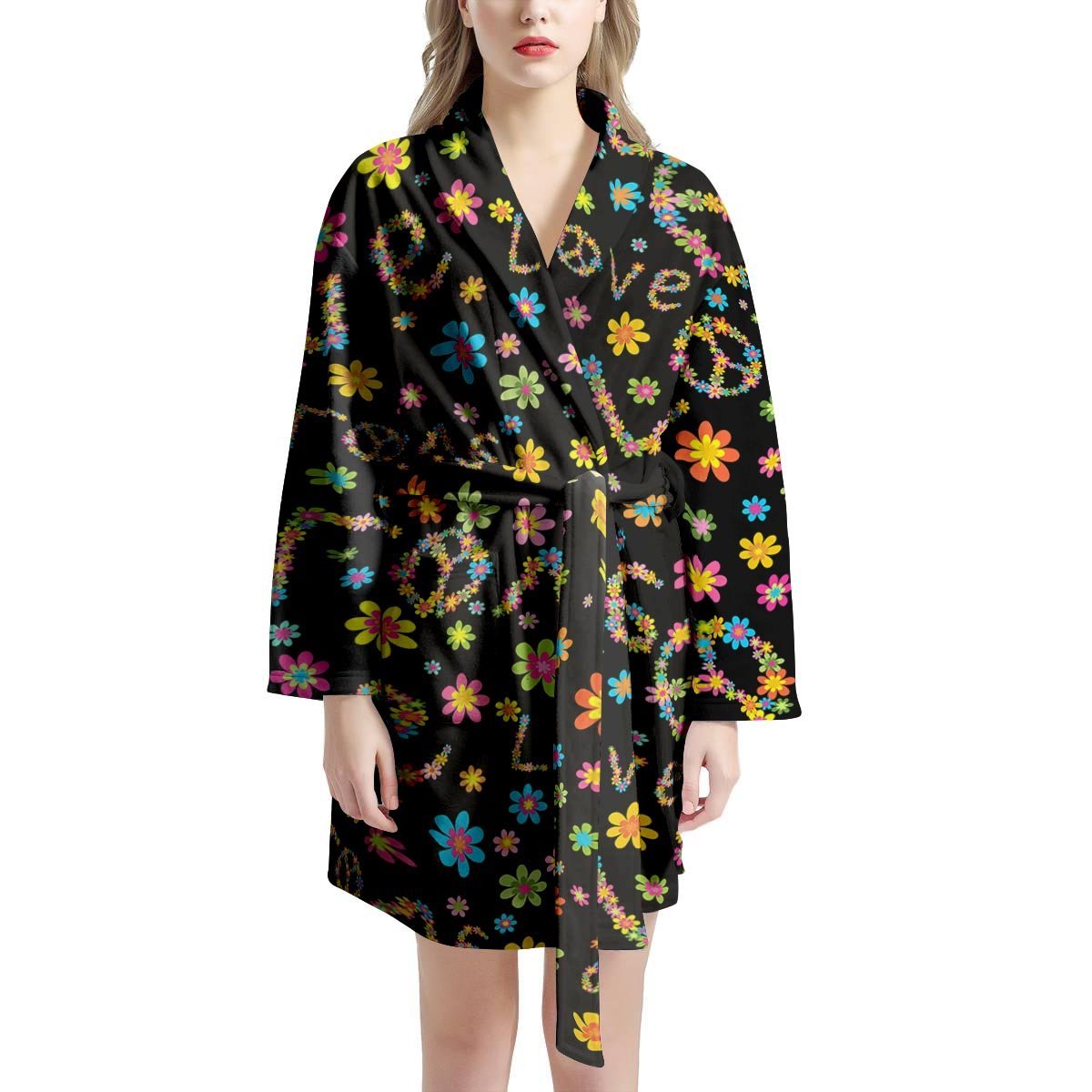 Hippie Love Floral Women's Robe-grizzshop