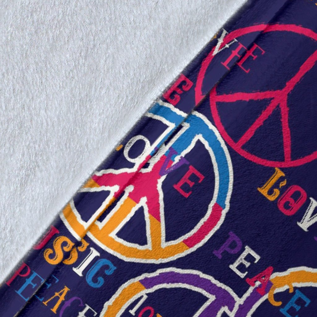 Hippie Music Van Peace Sign Pattern Print Blanket-grizzshop
