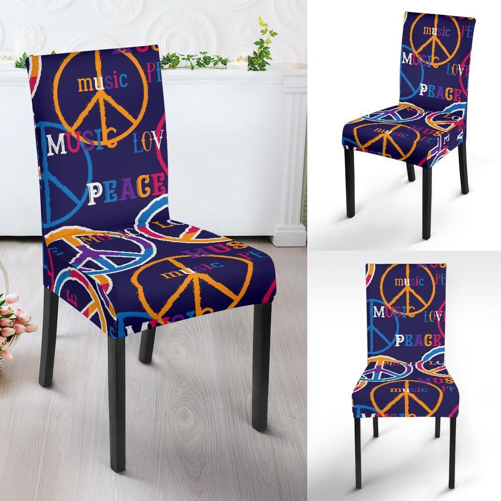 Hippie Music Van Peace Sign Pattern Print Chair Cover-grizzshop