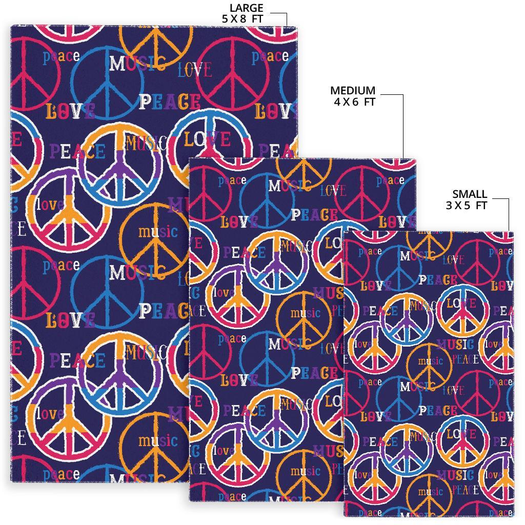 Hippie Music Van Peace Sign Pattern Print Floor Mat-grizzshop