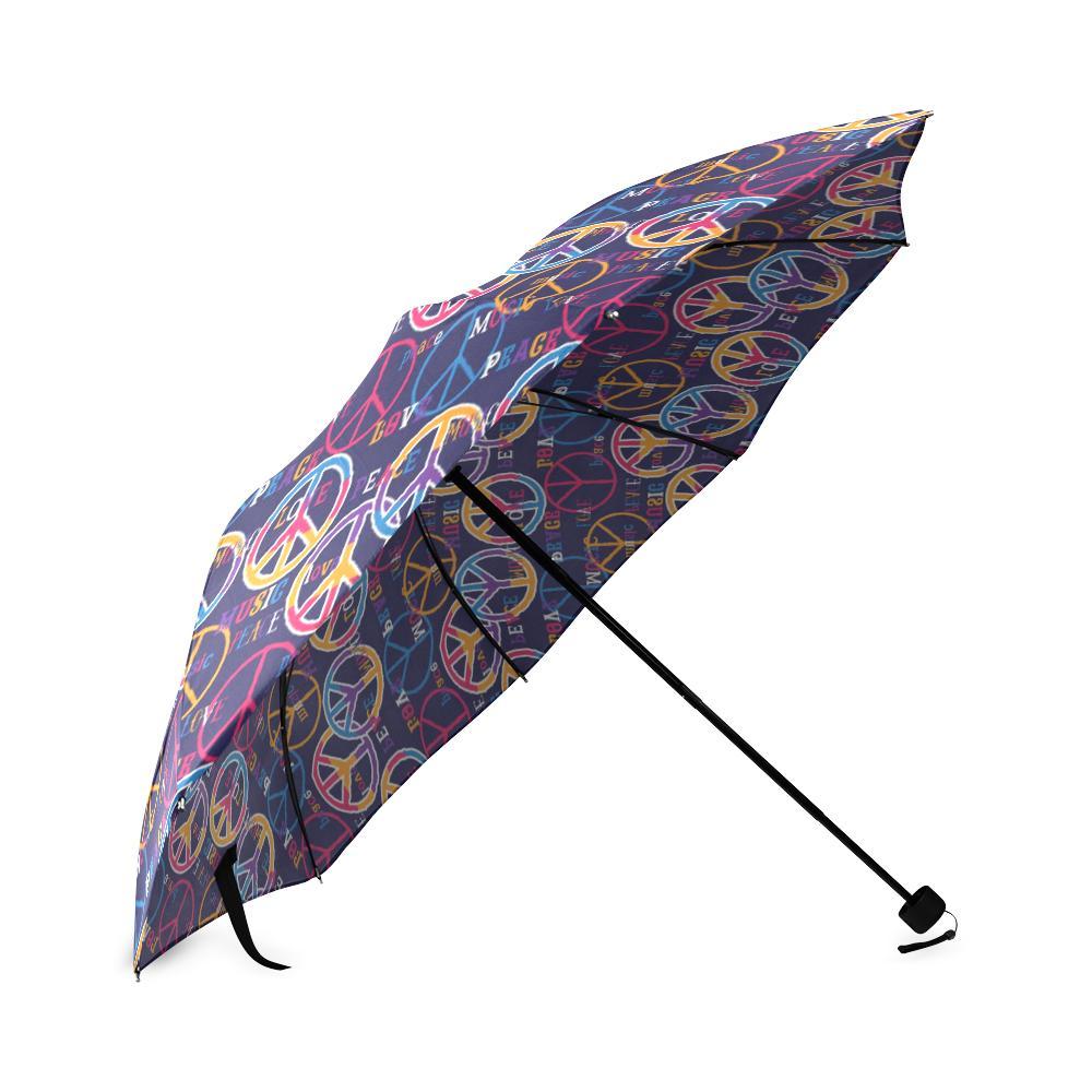 Hippie Music Van Peace Sign Pattern Print Foldable Umbrella-grizzshop