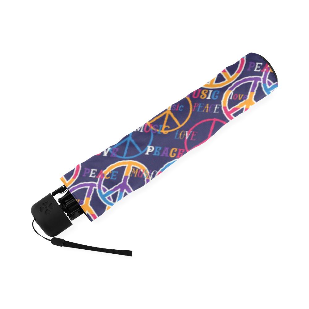 Hippie Music Van Peace Sign Pattern Print Foldable Umbrella-grizzshop