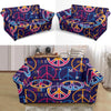 Hippie Music Van Peace Sign Pattern Print Loveseat Cover-grizzshop