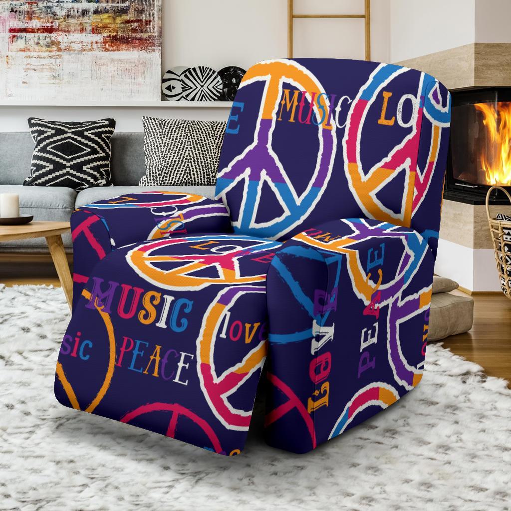 Hippie Music Van Peace Sign Pattern Print Recliner Cover-grizzshop