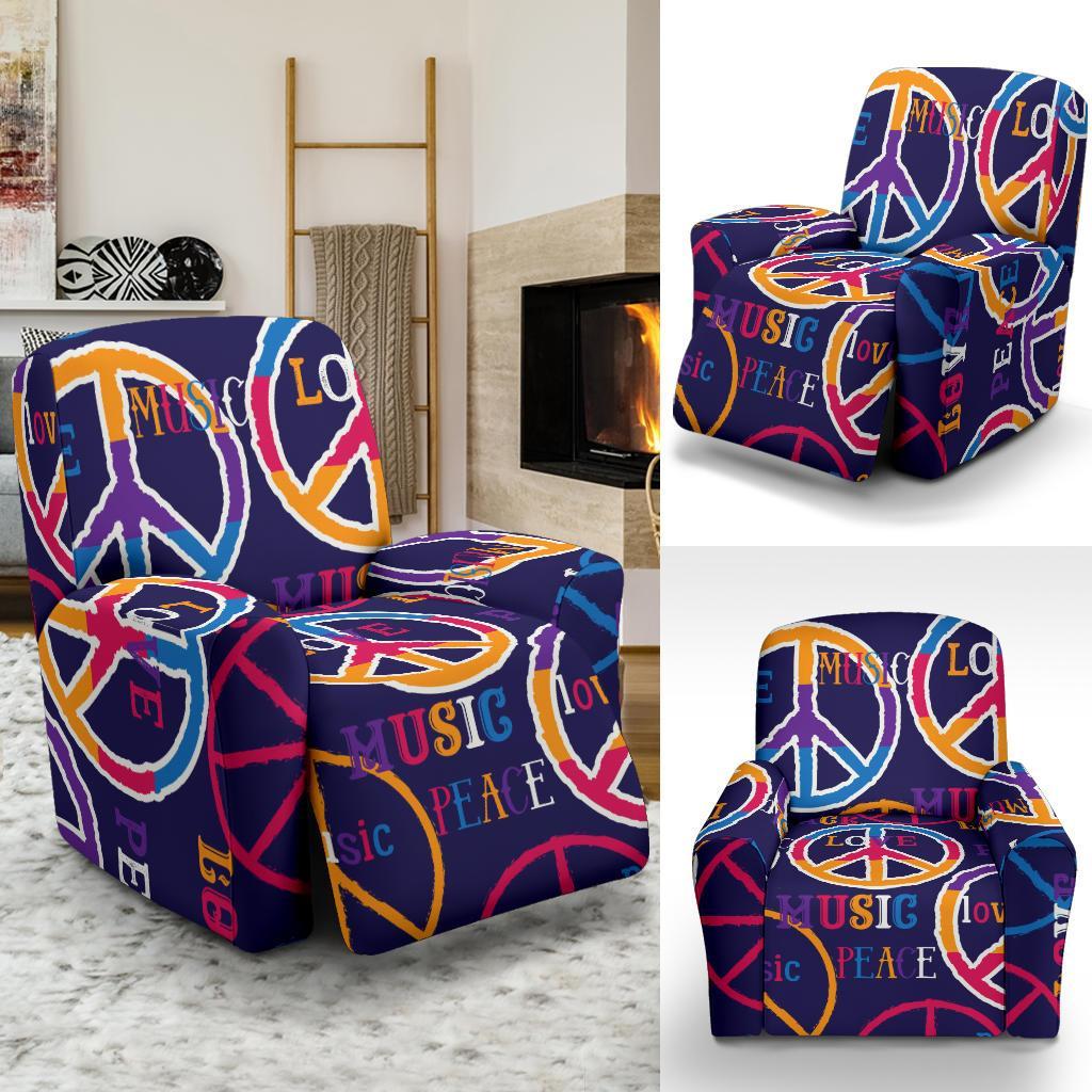 Hippie Music Van Peace Sign Pattern Print Recliner Cover-grizzshop