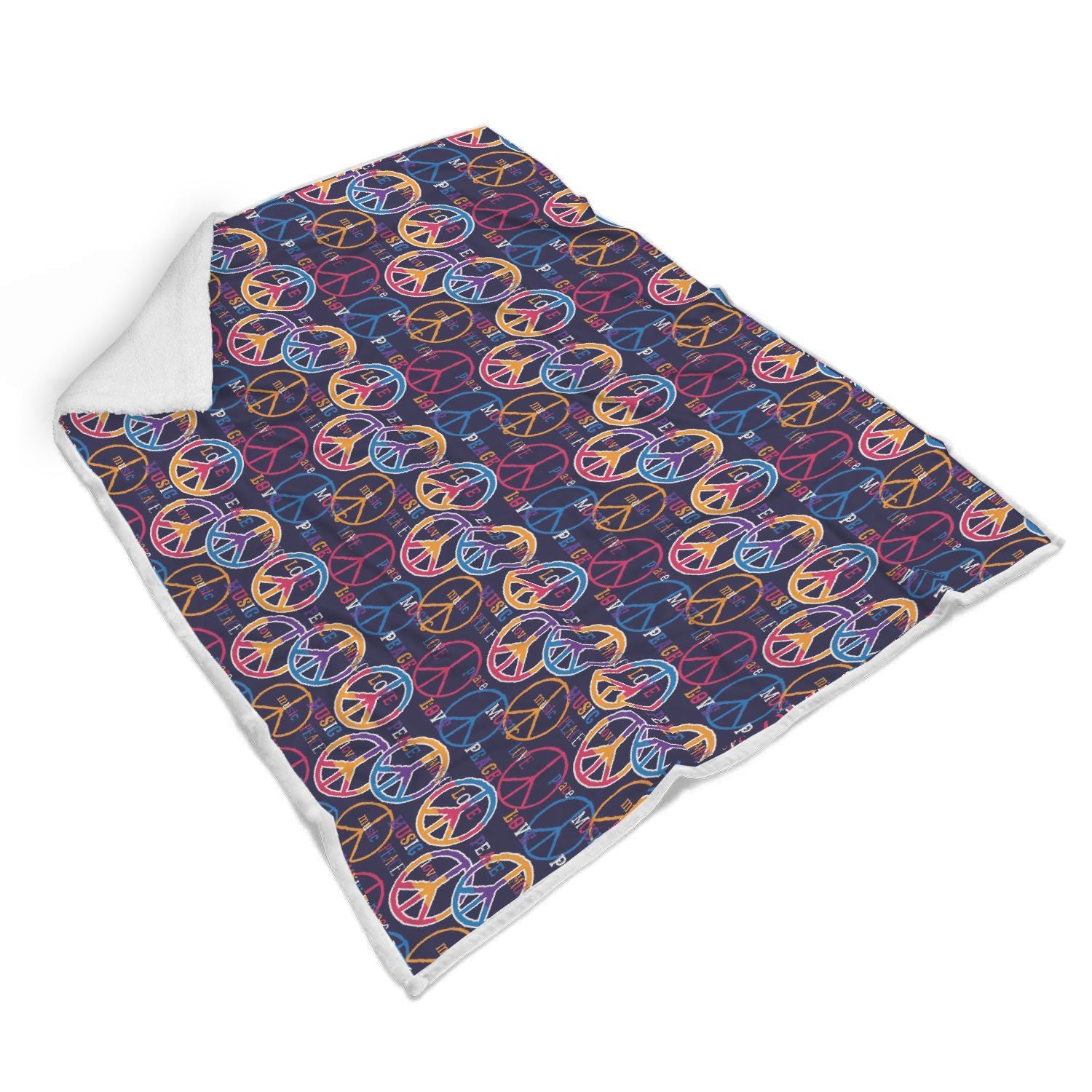 Hippie Music Van Peace Sign Pattern Print Throw Blanket-grizzshop