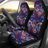 Hippie Music Van Peace Sign Pattern Print Universal Fit Car Seat Cover-grizzshop