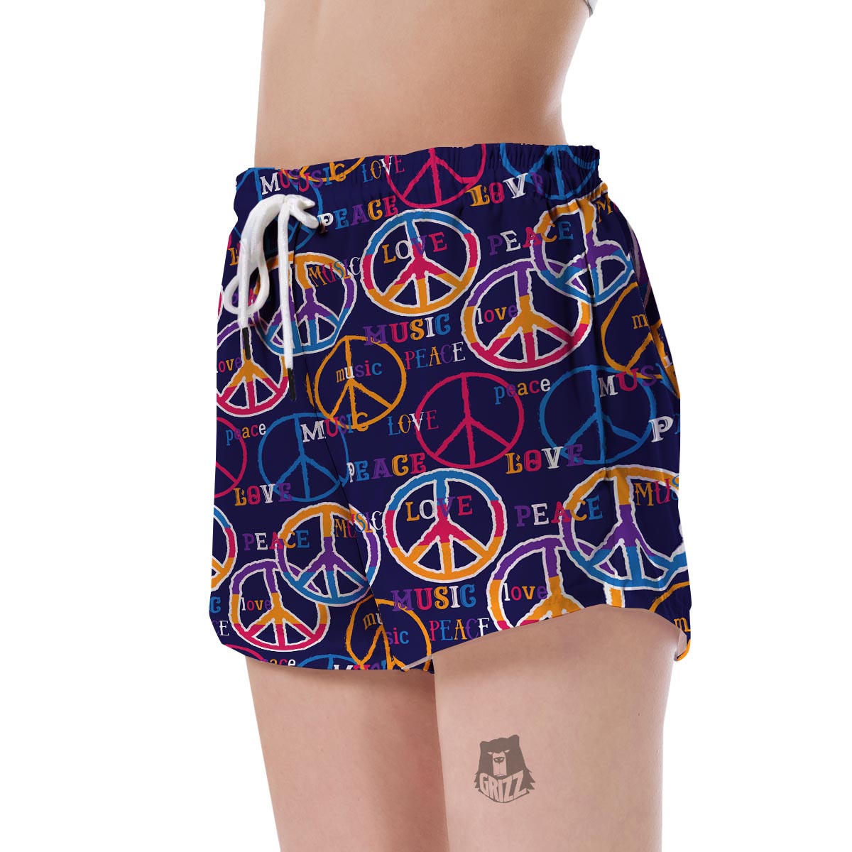 Hippie Music Van Peace Sign Pattern Print Women's Shorts-grizzshop