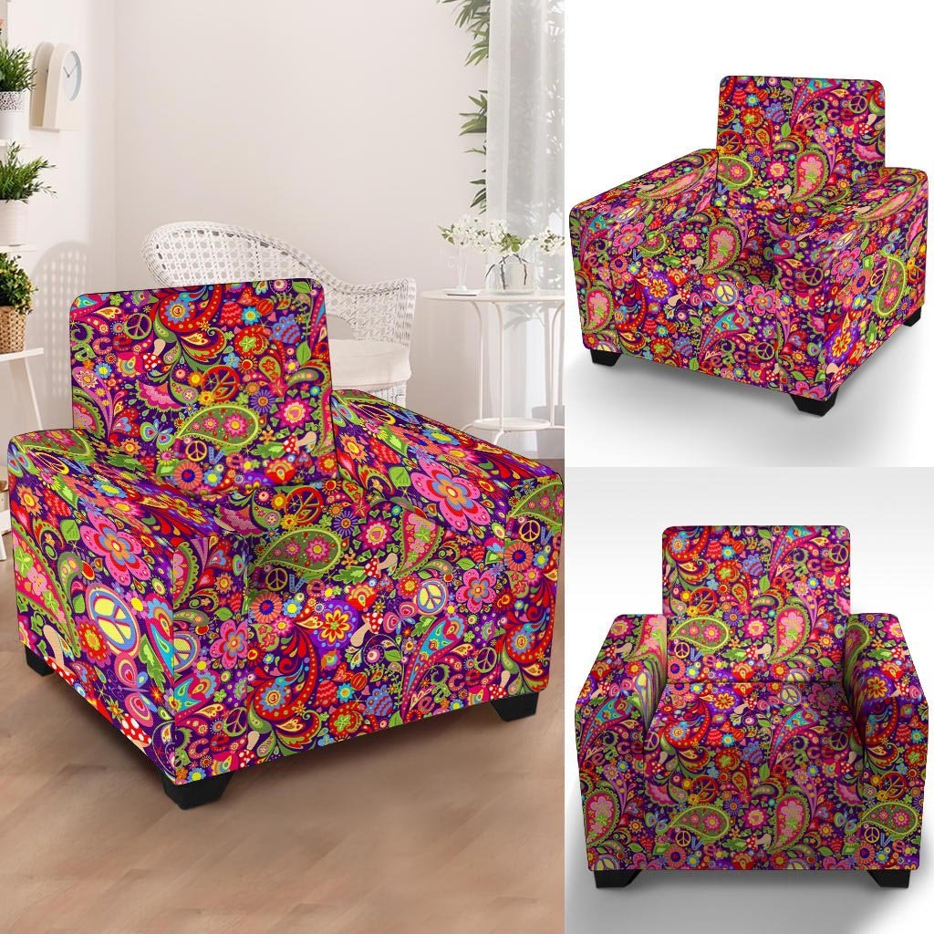 Hippie Paisley Armchair Cover-grizzshop