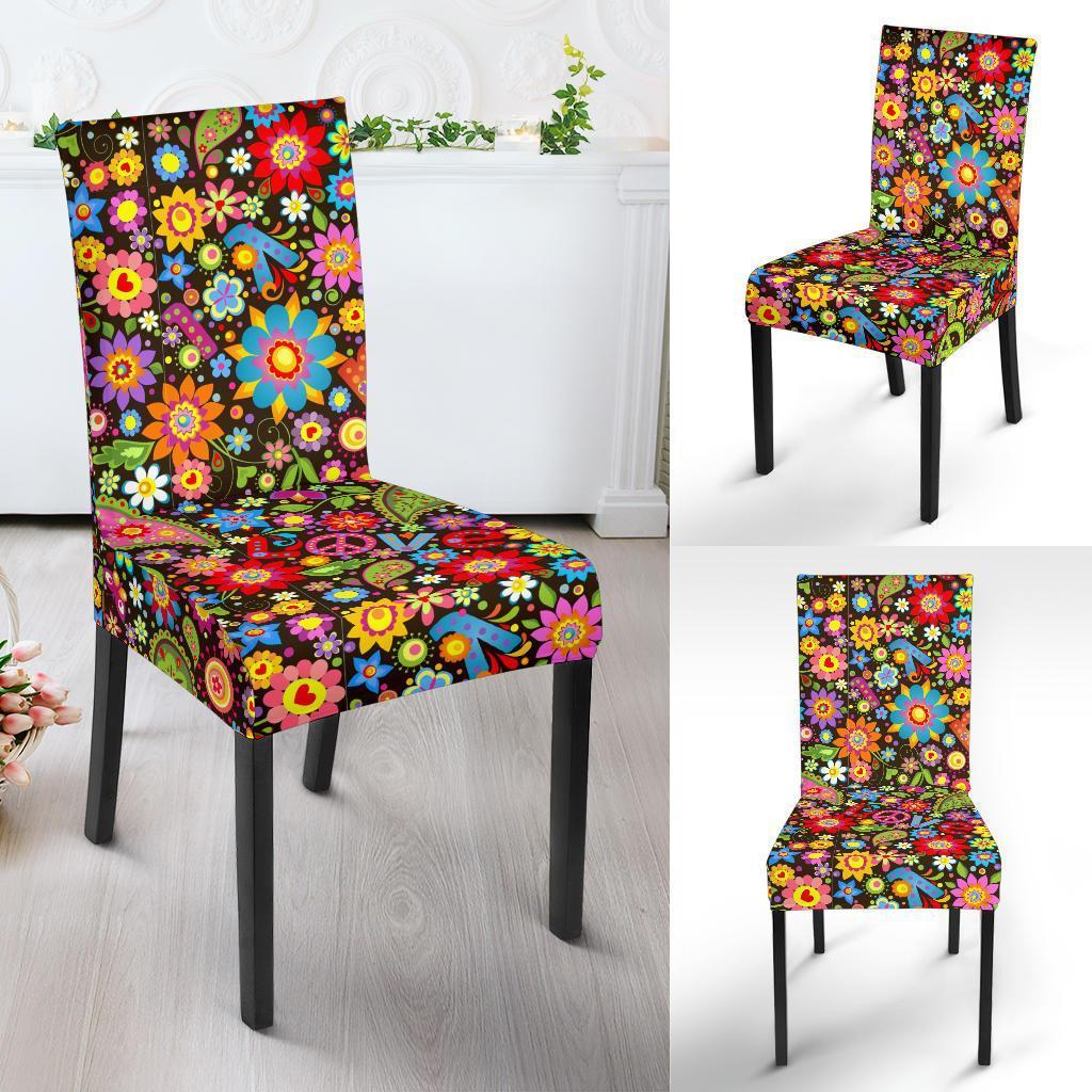 Hippie Paisley Floral Peace Sign Pattern Print Chair Cover-grizzshop