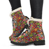 Hippie Paisley Floral Peace Sign Pattern Print Comfy Winter Boots-grizzshop