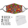 Hippie Paisley Floral Peace Sign Pattern Print Face Mask-grizzshop