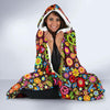 Hippie Paisley Floral Peace Sign Pattern Print Hooded Blanket-grizzshop