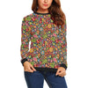 Hippie Paisley Floral Peace Sign Pattern Print Women Crewneck Sweatshirt-grizzshop