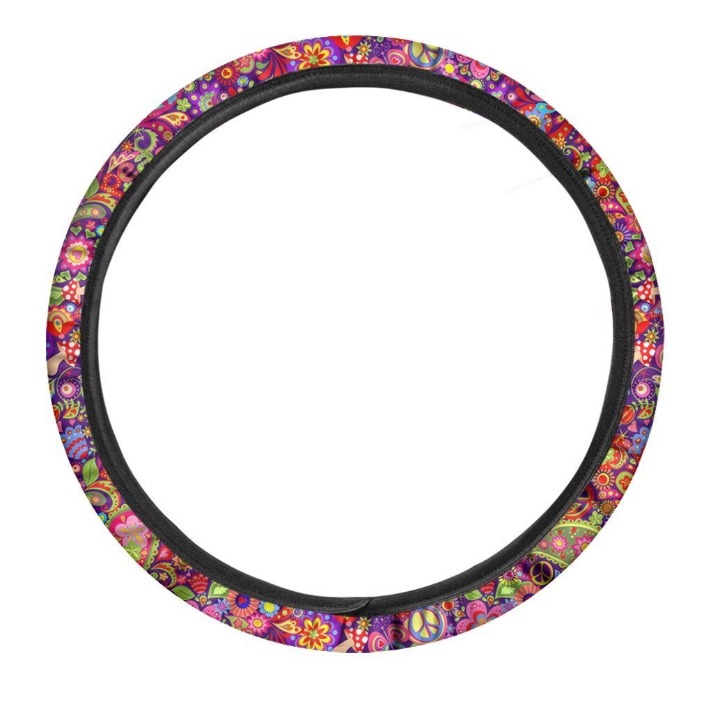 Hippie Paisley Steering Wheel Cover-grizzshop