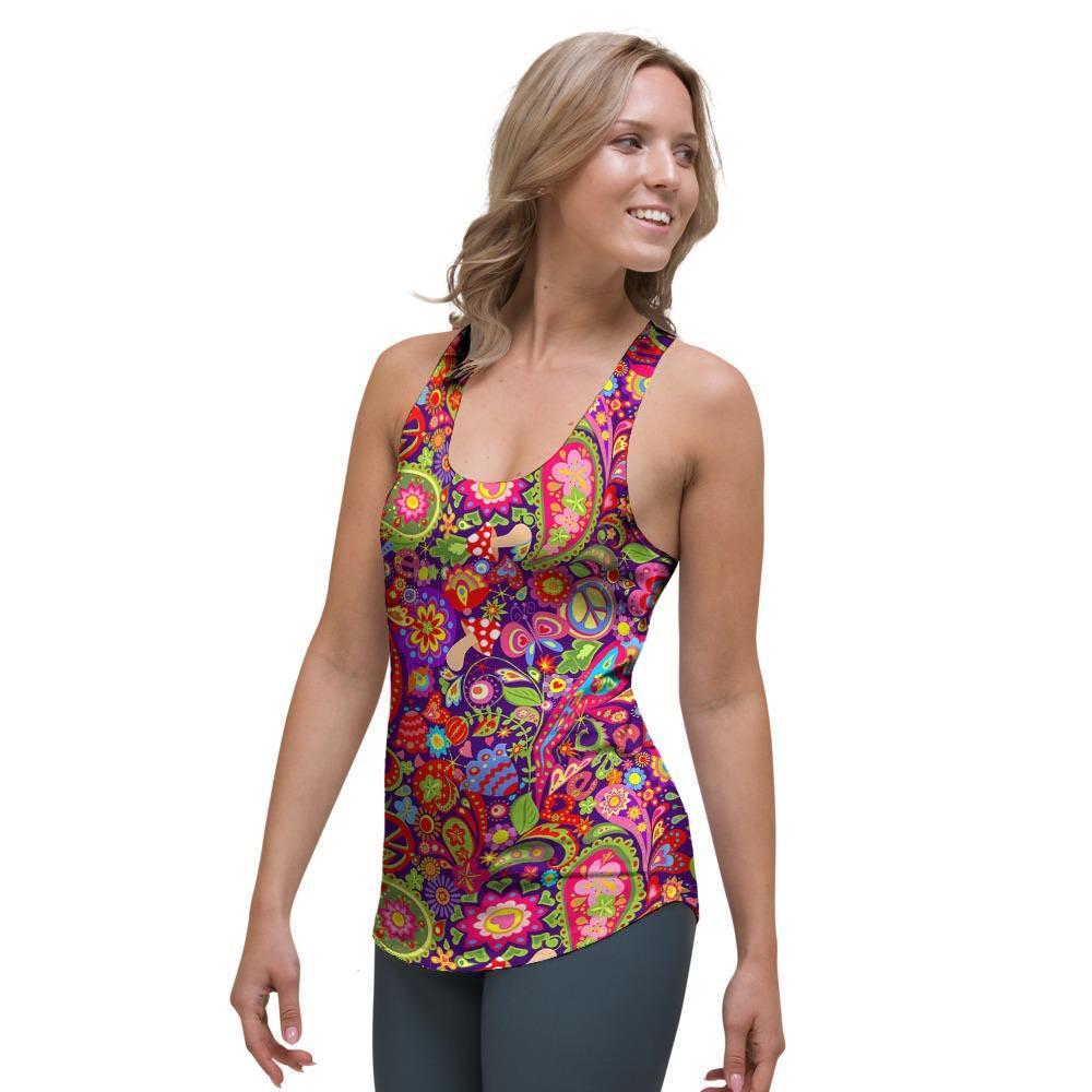 Hippie Paisley Women's Racerback Tank Top-grizzshop